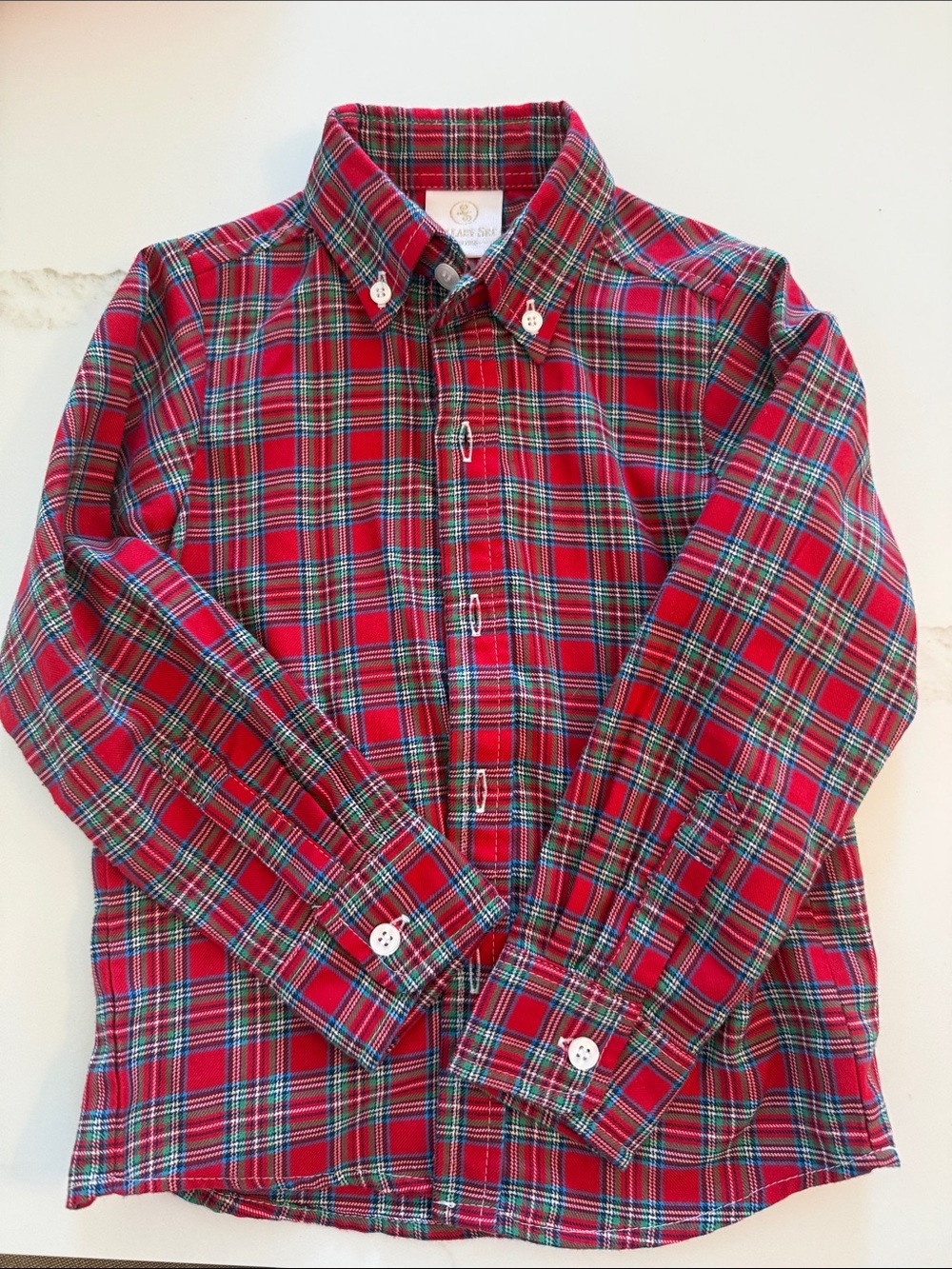 Boys Red Plaid Button-Down Shirt - Classic Holiday Style